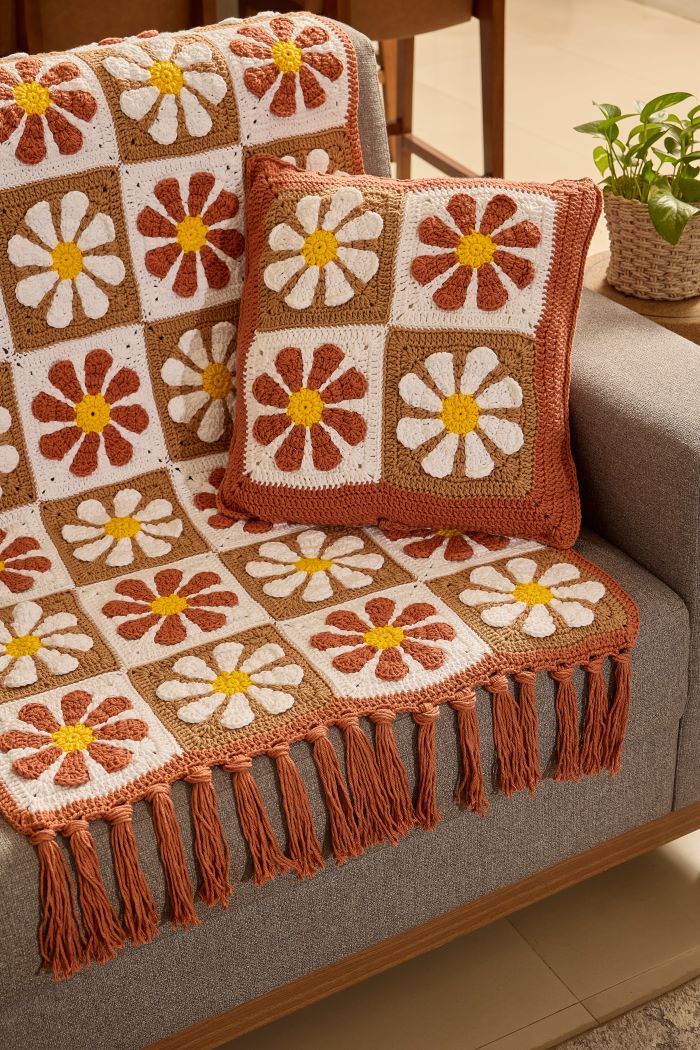 Conjunto manta e almofada Flower Power